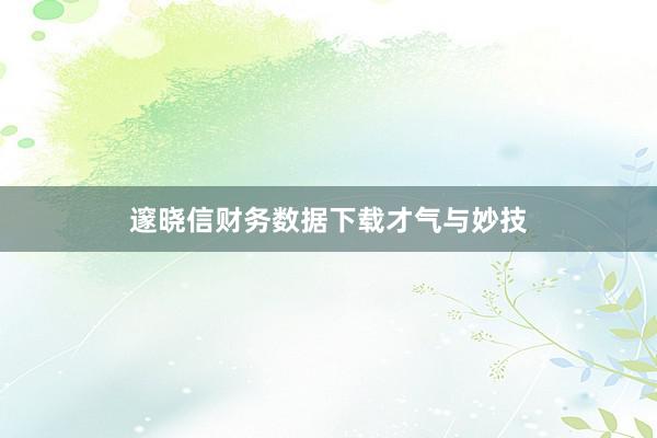 邃晓信财务数据下载才气与妙技